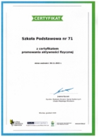 Certyfikat promowania aktywności fizycznej