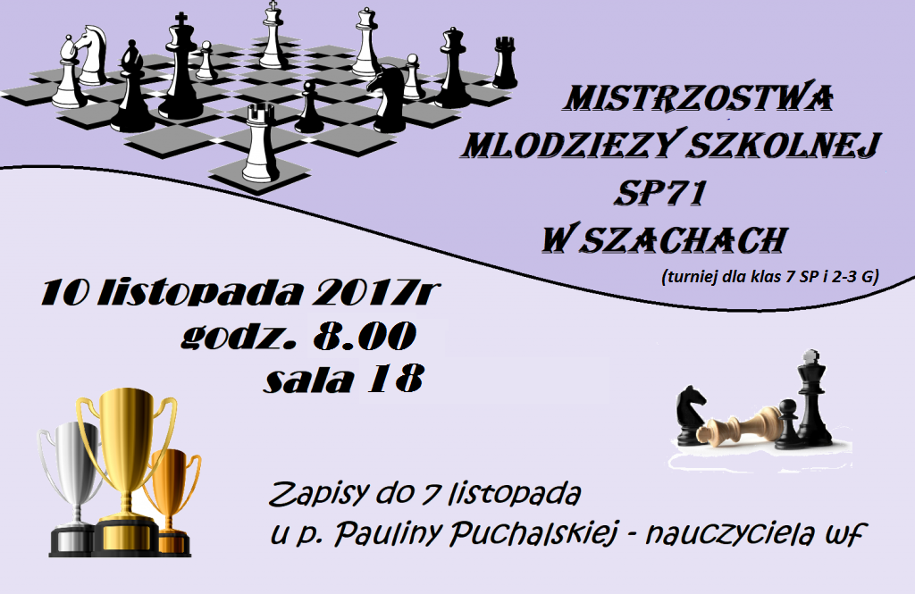 Mistrzostwa Młodzieży Szkolnej w szachach – 10.11.2017r